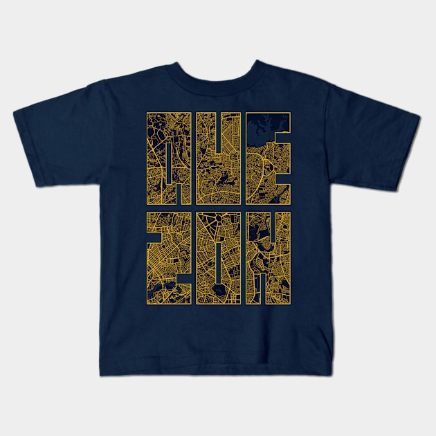Quezon, Philippines City Map Typography - Gold Art Deco Kids T-Shirt by deMAP Studio